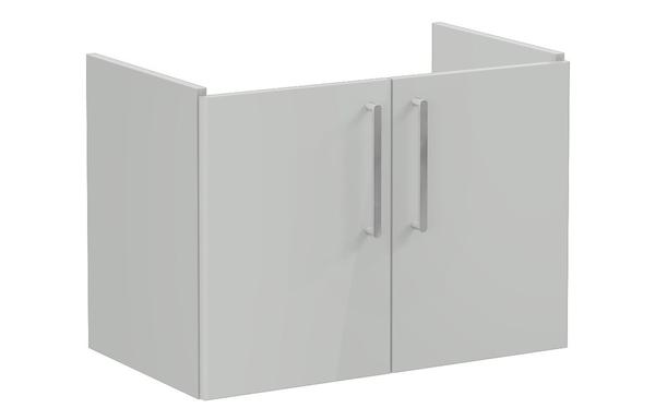 VitrA Root Flat 80cm 2 Door Wall Hung Washbasin Unit - Shiny Pearl Grey